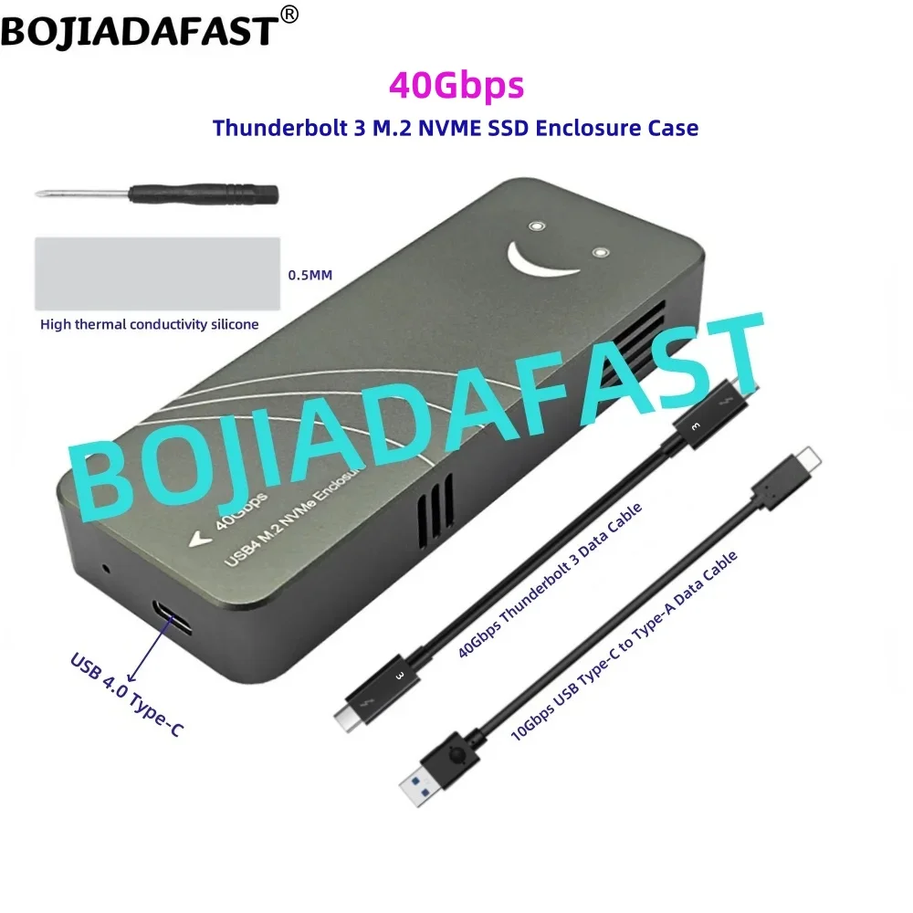 40Gbps USB 4.0 Type-C To 2280 M.2 M-key NVMe SSD Enclosure Case ASM2464DP + Thunderbolt3 Data Cable