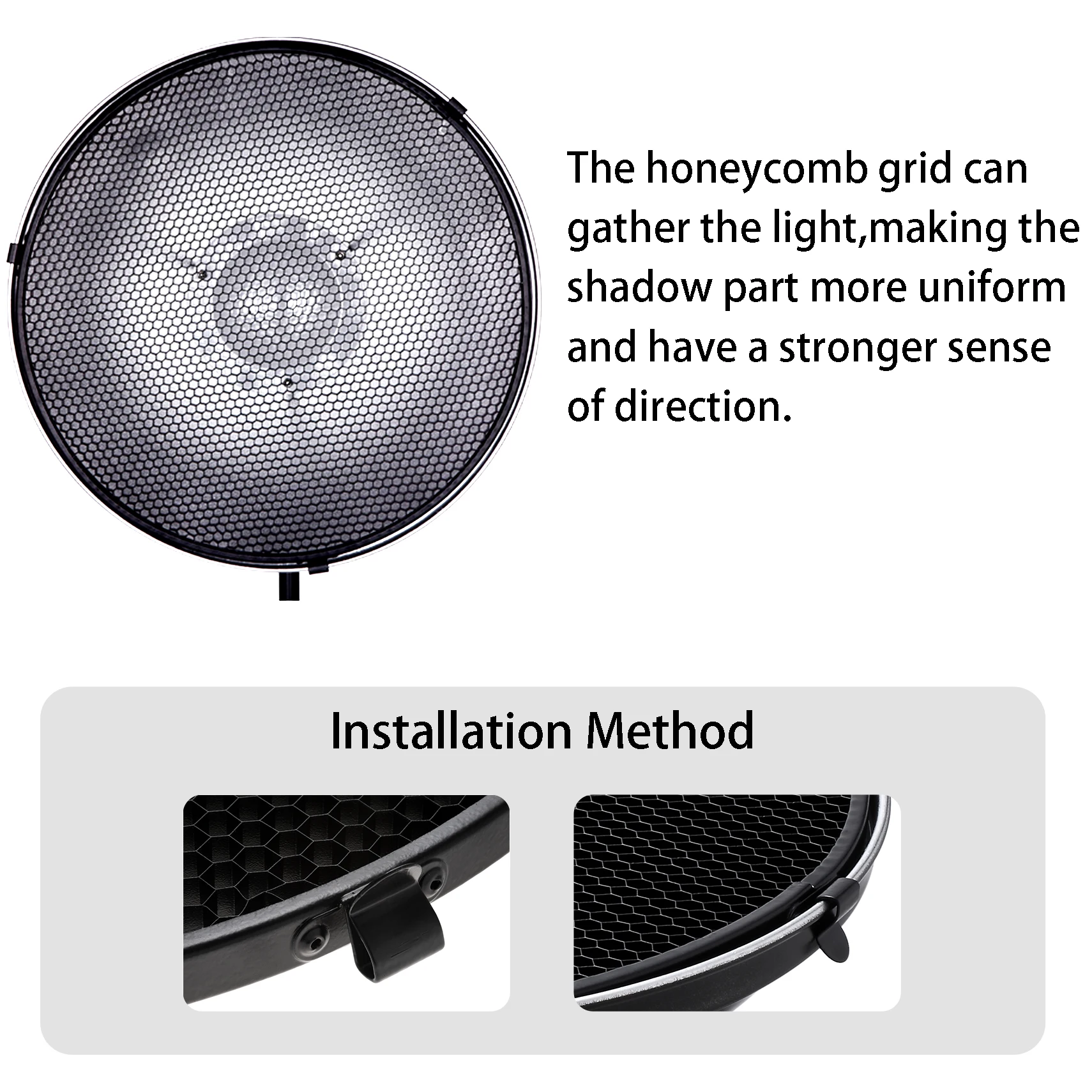 Selens 70cm refletor de prato de beleza interior prateado/branco com grade de favo de mel e kit difusor para iluminação fotográfica de montagem Bowens