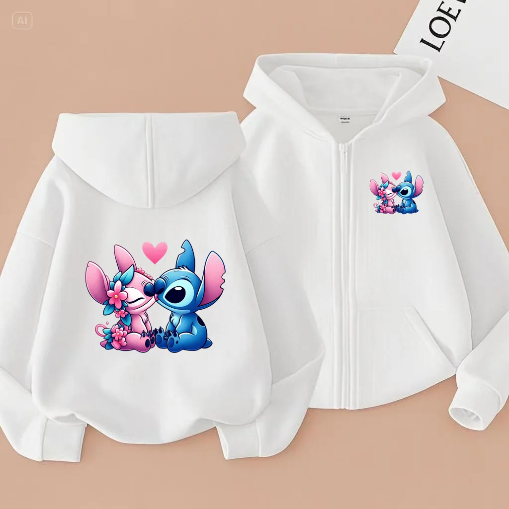 

Children's Zipper Style Sweatshirt Stitch Kawaii Autumn Cardigan Boys Girls 3-12Yrs Hooded Hoodie Pullover Casual Charming Coat