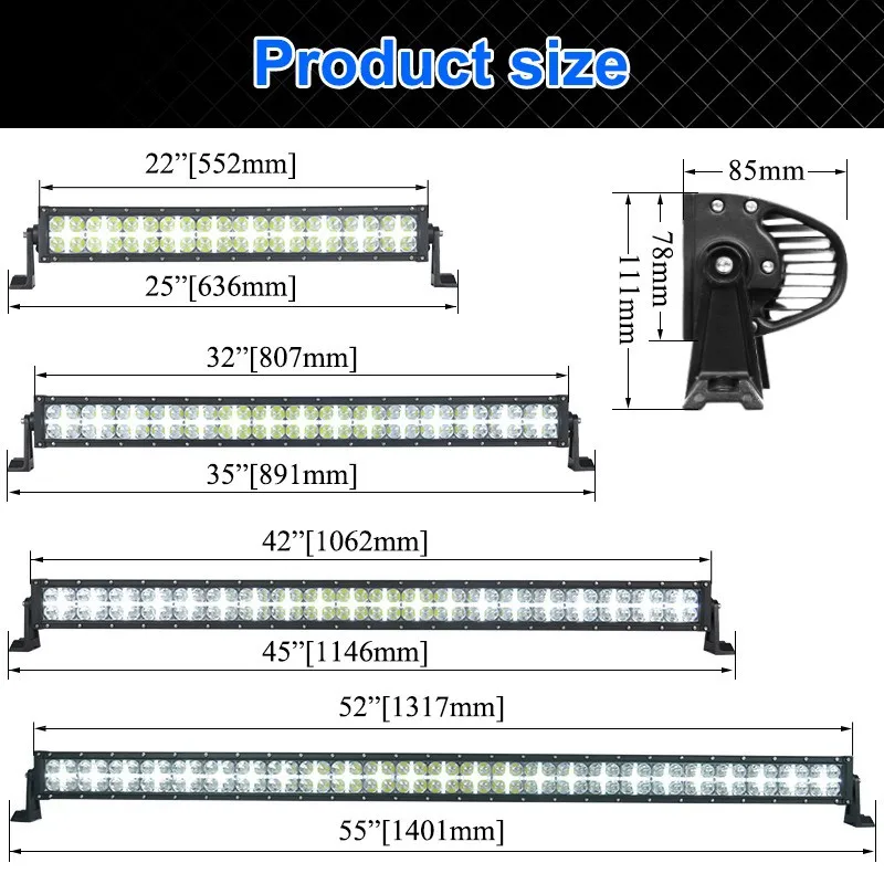 7D Ambra DRL Lightbar 12V 24V Ad Alta Potente Camion Tetto LED Barra luminosa da lavoro Lampada fendinebbia per 4x4 Jeep Off Road SUV Barca Pickup