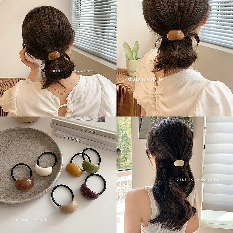 2026 New Korean Hair Ties Ponytail Holders High Elasticity Durable Simple Elegant Hair Rings