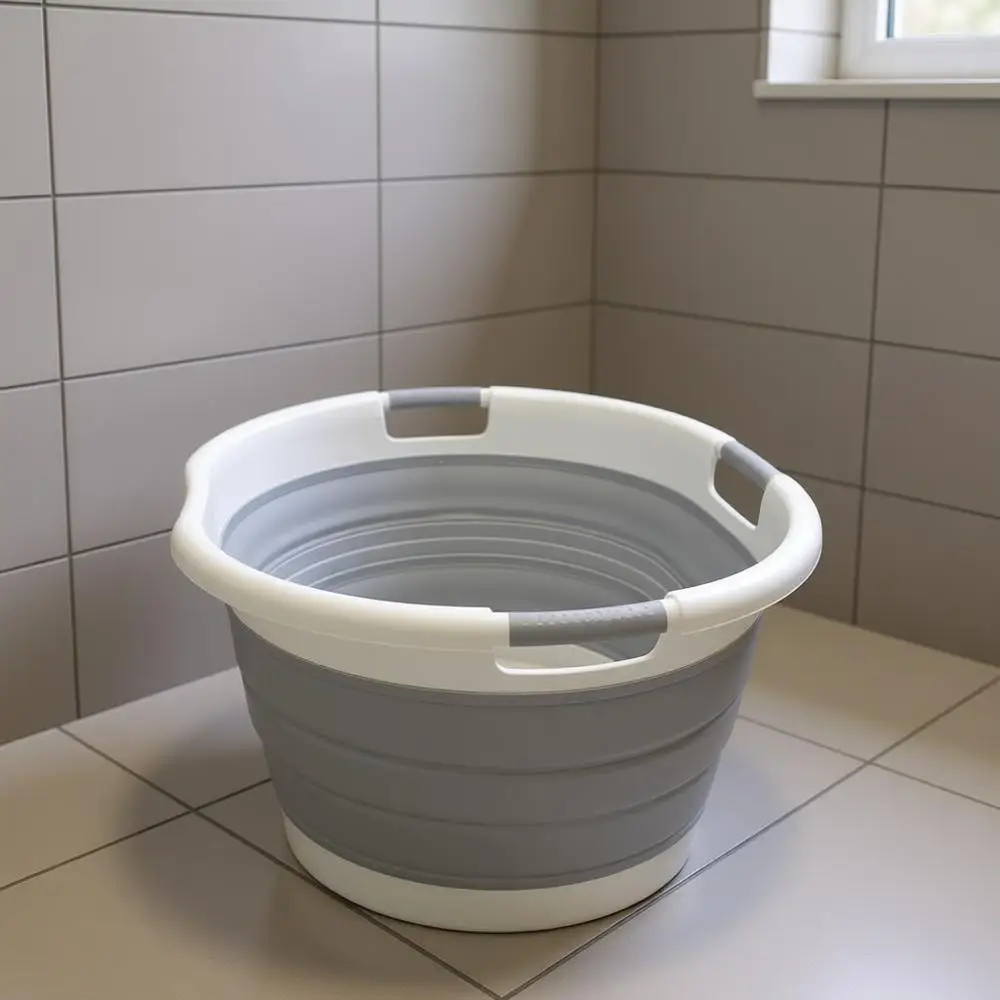 

Collapsible 3-Handled Plastic Laundry Basket - Oval Tub - Portable Washing Tub - Space Saving Laundry Hamper, 44L / 11.6 Gallon,