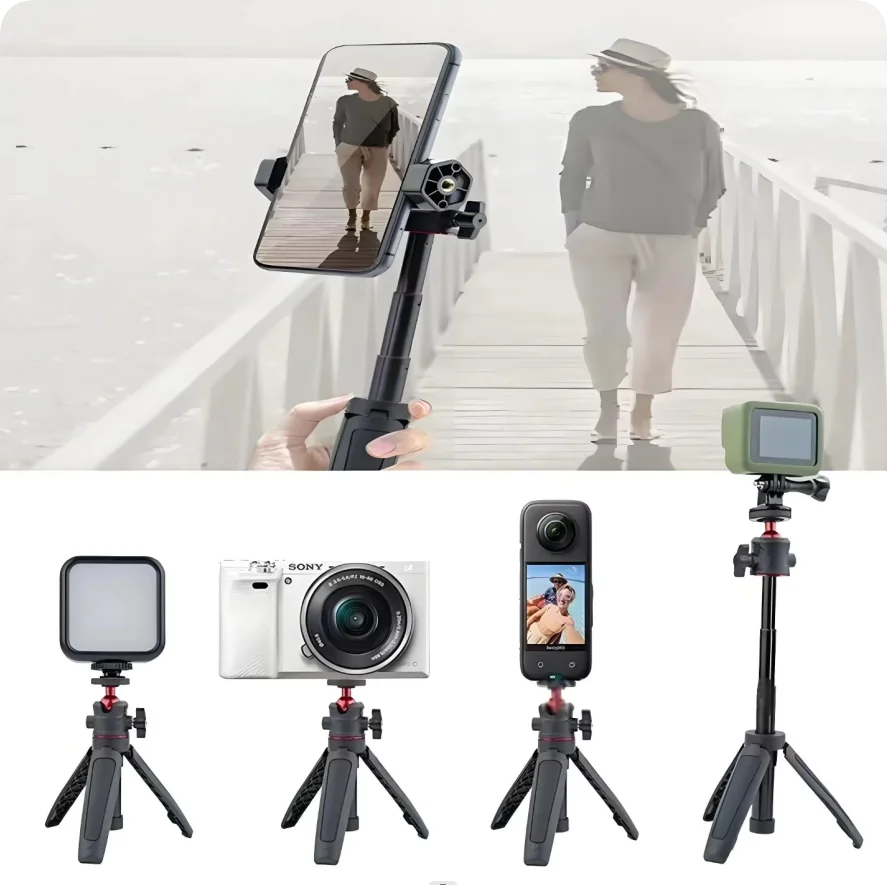 

For X5X4 ACE PRO2 Mini Quick Release Selfie Stick Tripod Portable Adjustable Length For GoPro Hero13 12/GO3s Go3/DJI Action6/5/4