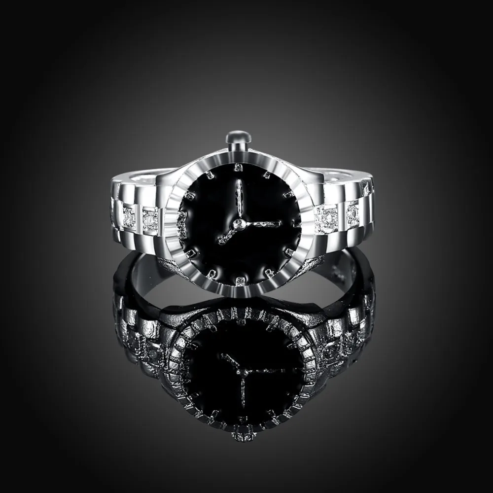 925 Sterling Silver crystals Rings Christmas gift for women lady like Watch style Lovely Wedding Cute fashion classic Jewelry