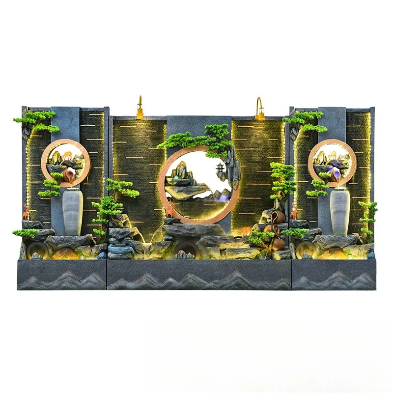Rockery water curtain wall circulating water ornament screen floor garden decoration