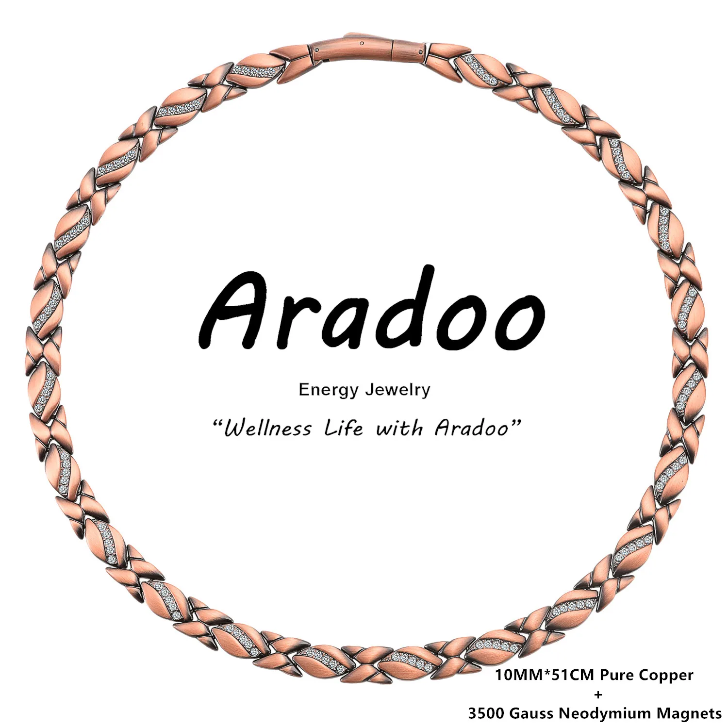 ARADOO Vintage Style Pure Copper Crystal Necklace for Men Women Jewelry Gifts