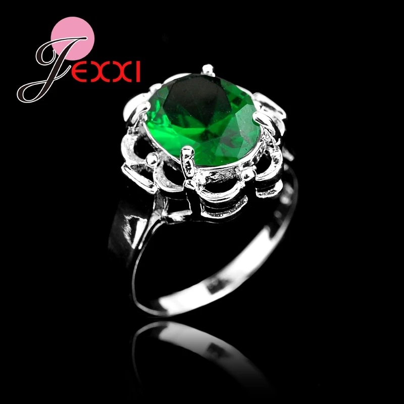 Fashion Rings Show Elegant Temperament Jewelry Womens Girls Colorful Crystal Ring 925 Sterling Silver Wedding Ring Retail