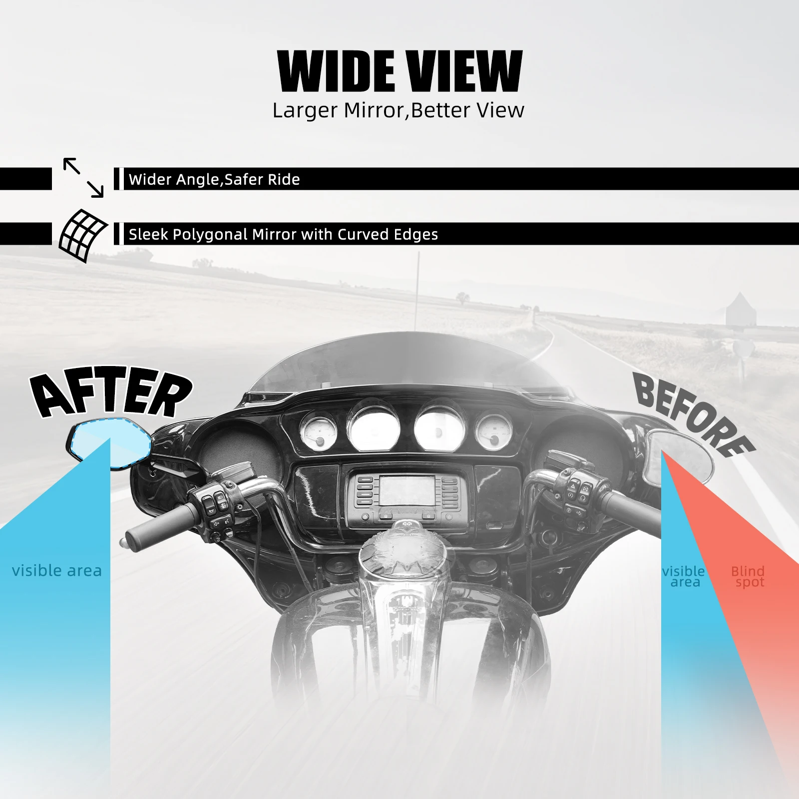 Rearview Mirrors For Harley Touring Road Glide FLTRX Road King Special CVO Street Glide 2015-2025 Street Glide FLHX 2006-2025 - Image 2