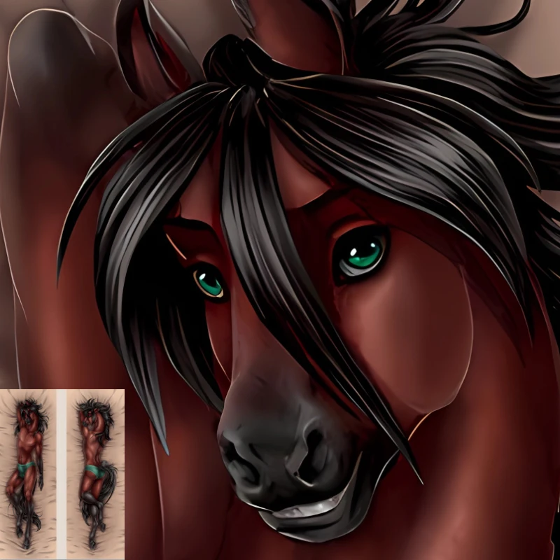 

Dakimakura Anime Fluffy Furry Orcus Black Hooves Pillowcase Double-sided Print Hugging Body Pillow Cover Case Dropshipping