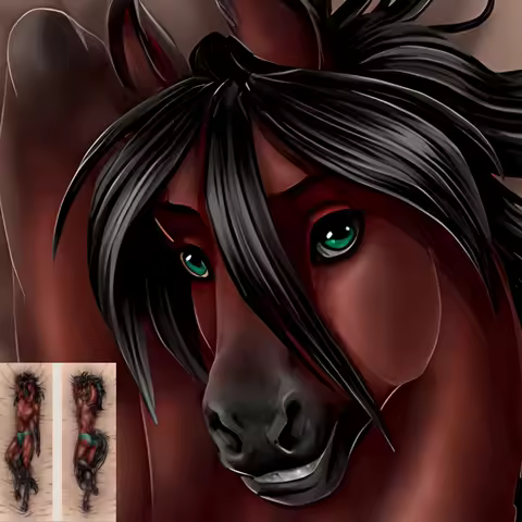 Dakimakura Anime Fluffy Furry Orcus Black Hooves Pillowcase Double-sided Print Hugging Body Pillow Cover Case Dropshipping