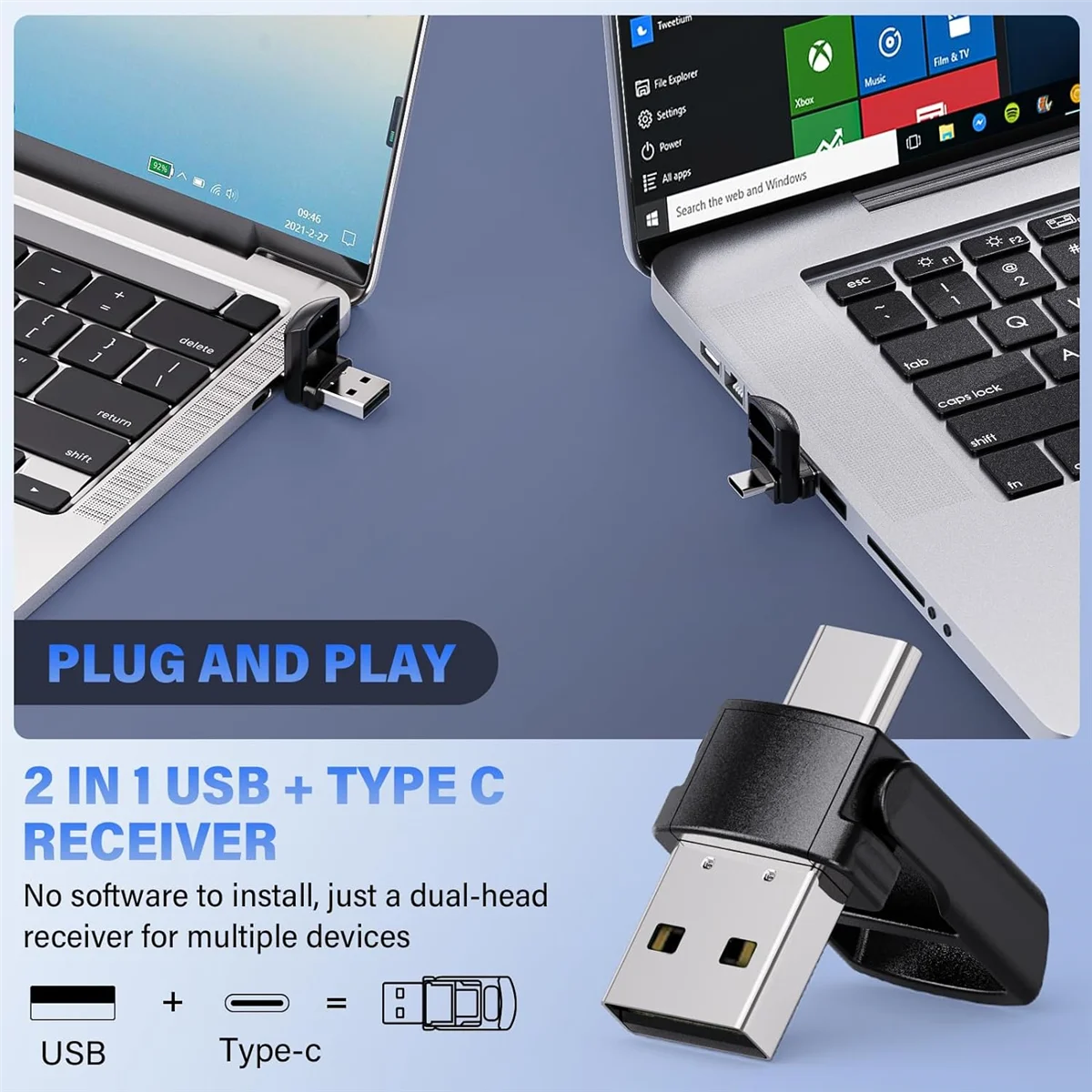 

X62A_Presentation Clicker 2-in-1 USB/Type C Wireless Presenter Clicker