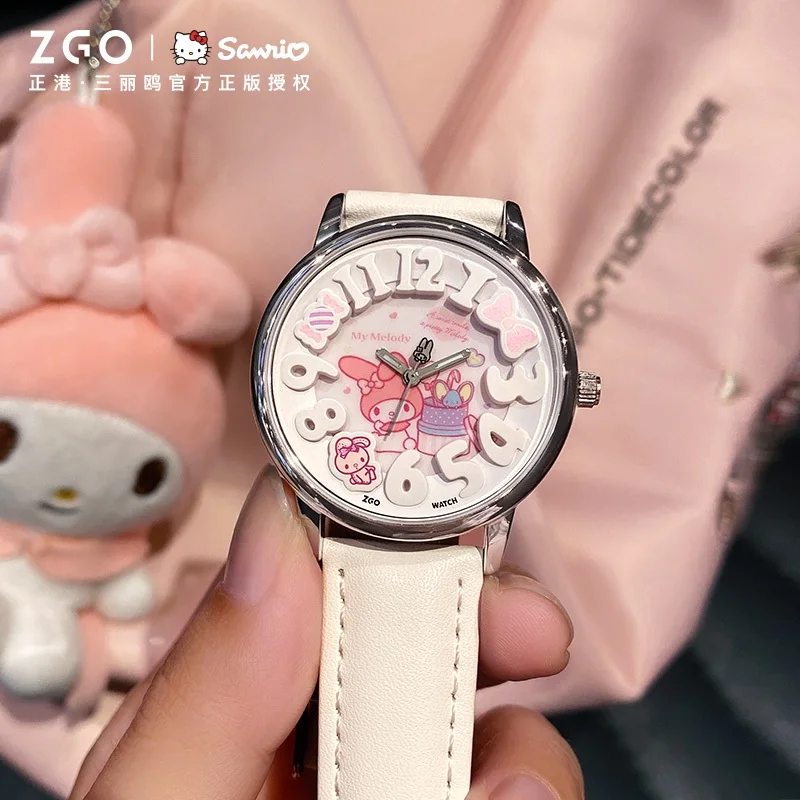 Zgo X Sanrio melody jam tangan Perempuan quartz wrist watch waterproof casual gift 2130