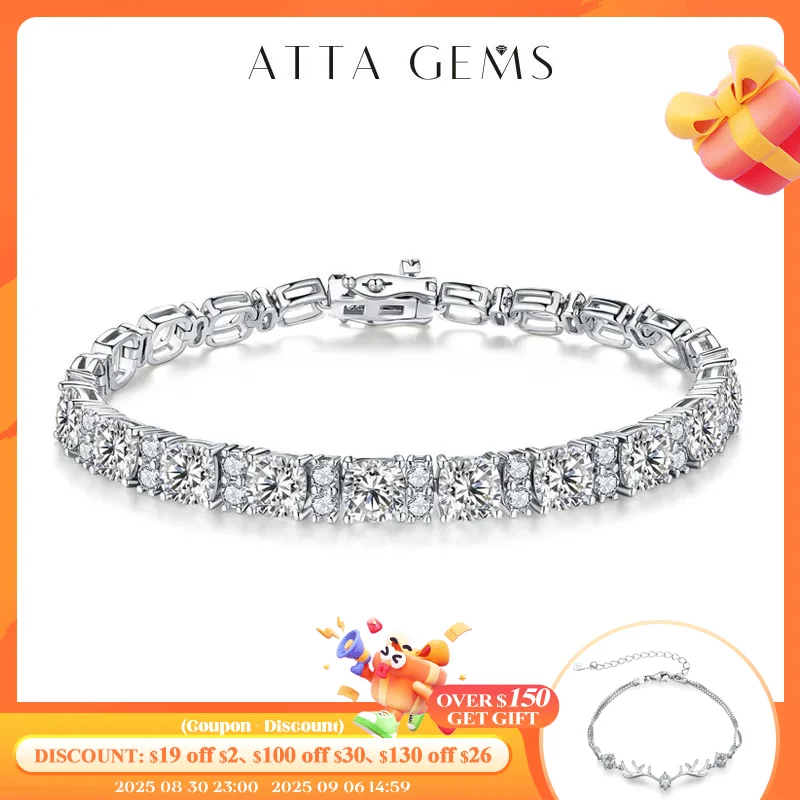 

ATTAGEMS 6,0 мм, Муассанит, Теннисный браслет, D Цвет, joyas plata de ley 925 autentica с GTC шармами, браслеты для женщин, подарки