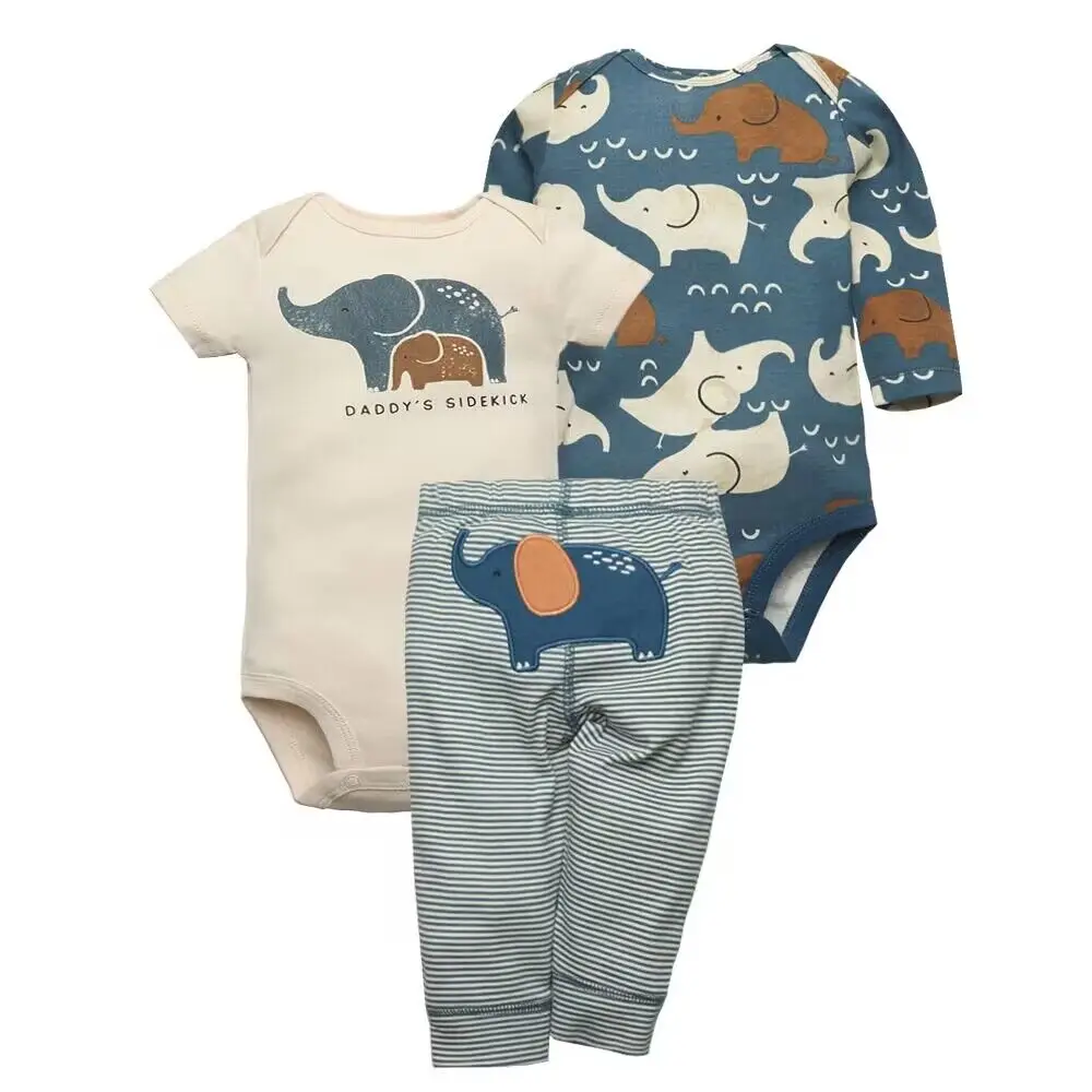 2023 Baby Boys Girls Clothes Set 100% Cotton Baby Bodysuits Baby Pants Summer Cartton Newborn Baby Clothes Infant Bebe Clothing