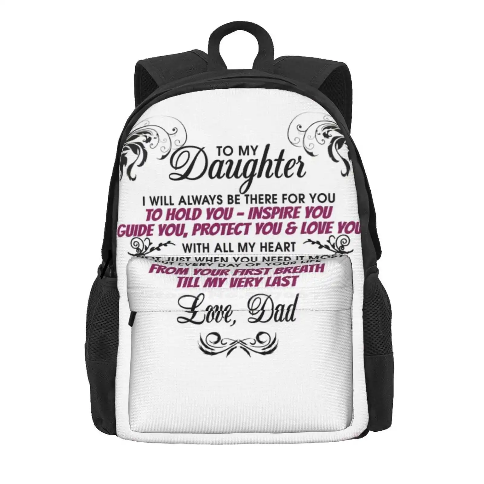 To My Daughter Hot Sale Schoolbag Backpack Fashion Bags Daughter Love Dad Father