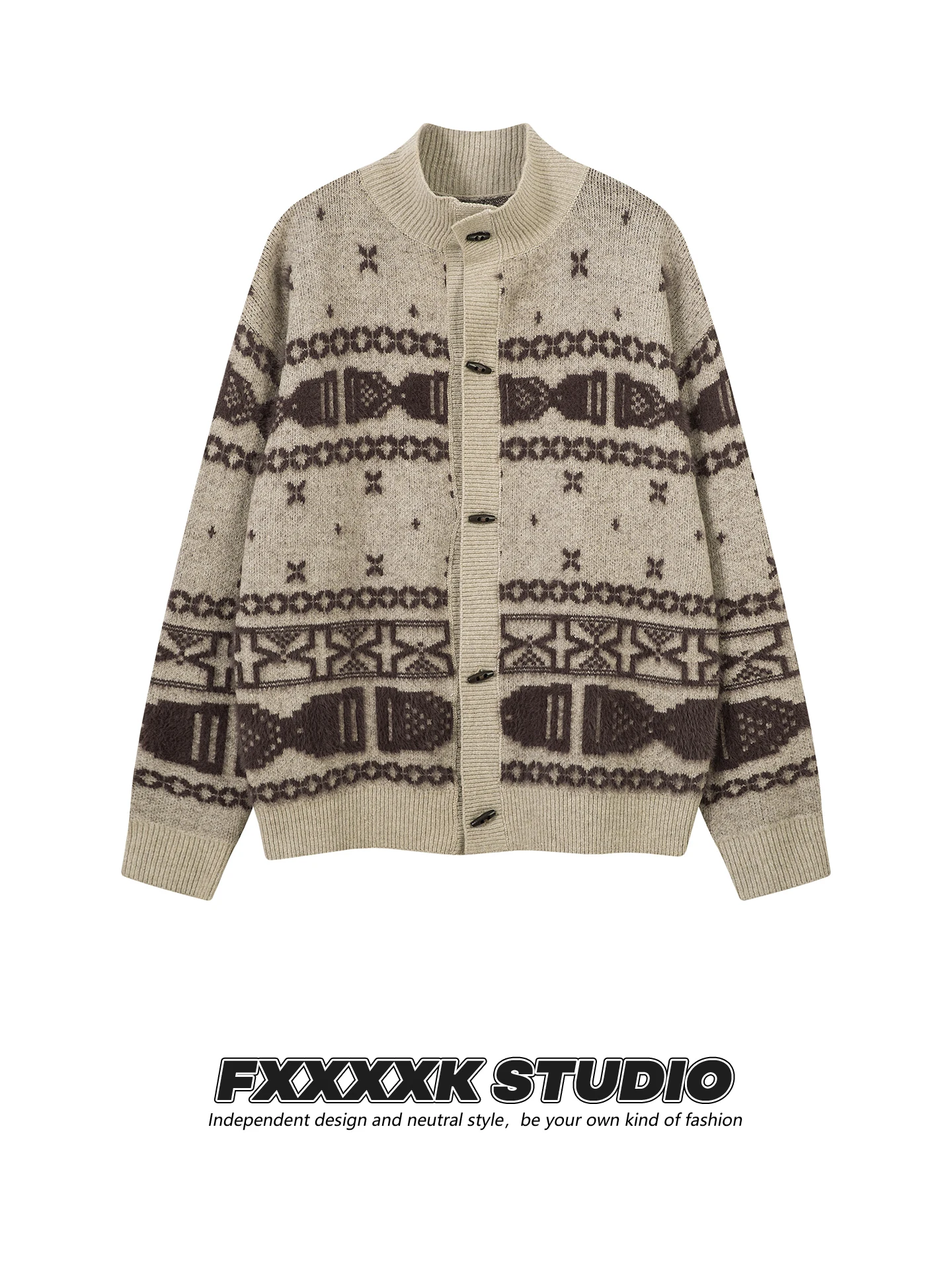 

Оригинальный американский ретро-свитер с узором Fair Isle, вязаный, на пуговицах, парный, с длинными рукавами, круглым вырезом, для молодежи