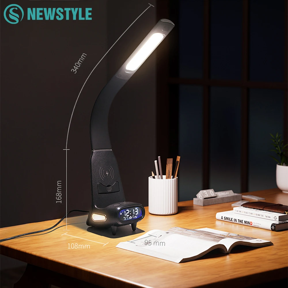 

НОВИНКА: Настольная лампа NEWSTYLE 15W с беспроводной быстрой зарядкой, защитой глаз, индукционным диммированием, 5 цветовыми температурами и таймером, светодиодная лампа для чтения
