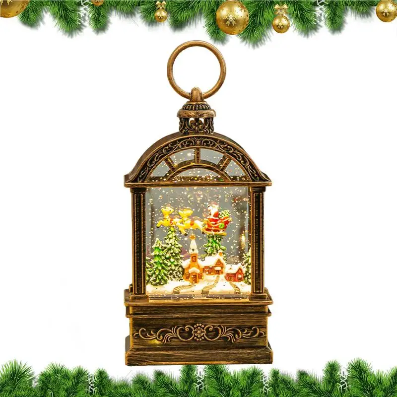 Light Up Snow Globe Lantern Swirling Glittering Lantern With Music Battery Operated Tabletop Ornament For Christmas Home