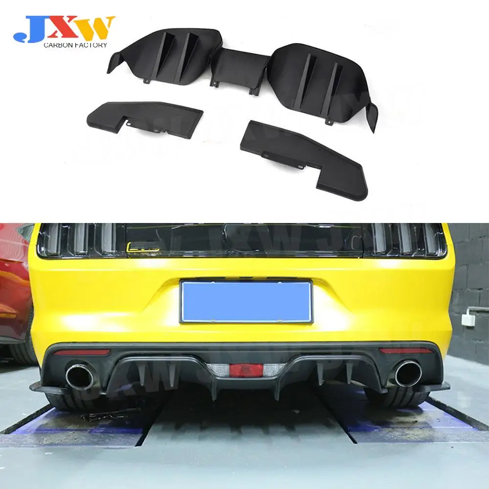 

Rear Diffuser Lip Splitters Aprons Spoiler for Ford Mustang 2015 -2017 Carbon fiber / PP Fins Shark Style Bumper Fender Guard