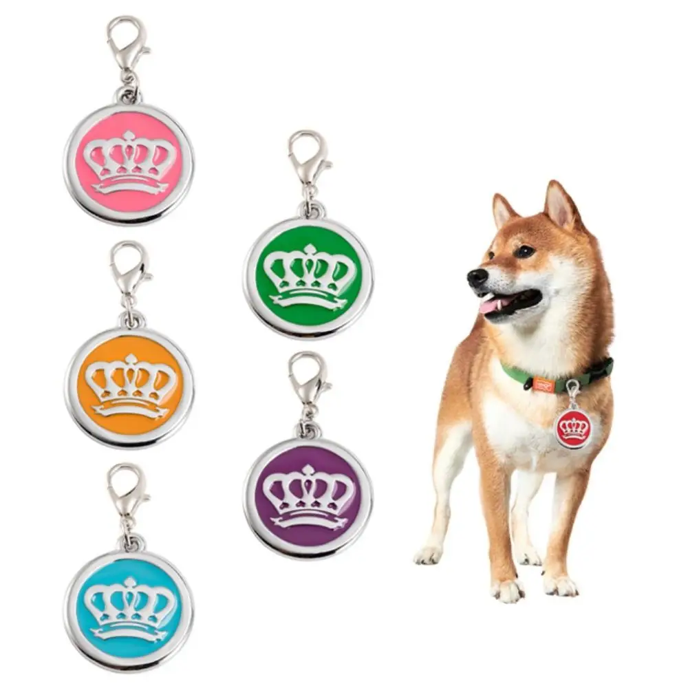 Pet ID Card Crown Pet ID Name Tag Loss Prevention Zinc Alloy Pet Nameplate Personalized Dog Hanging Tag For Cats Dogs