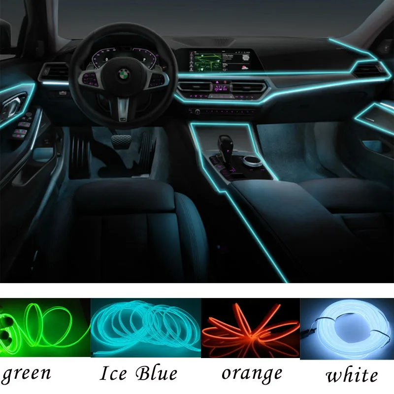 

USB 3M/5M with Edge Car LED Cold Light Line Interior Atmosphere Light Strip Clip On Light Line Light Strip Cigarette Lighter