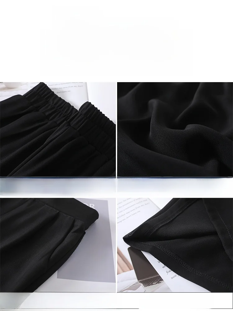 Ijs Zijde Wijde Pijpen ort Broek Dames Hoge Taille Afslanken Verhullende Dunne Sle Losse Casual Zeven Negen Lange Broek