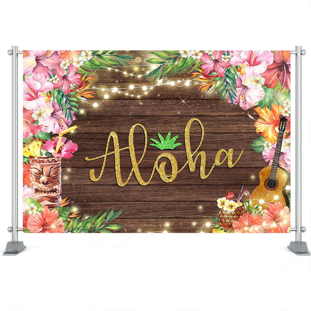 Aloha Sommer Strand Hintergrund Erwachsene Kinder Geburtstag Urlaub Hawaii Party Banner Dekor Flamingo Party Meer Surf Tropischer Hintergrund