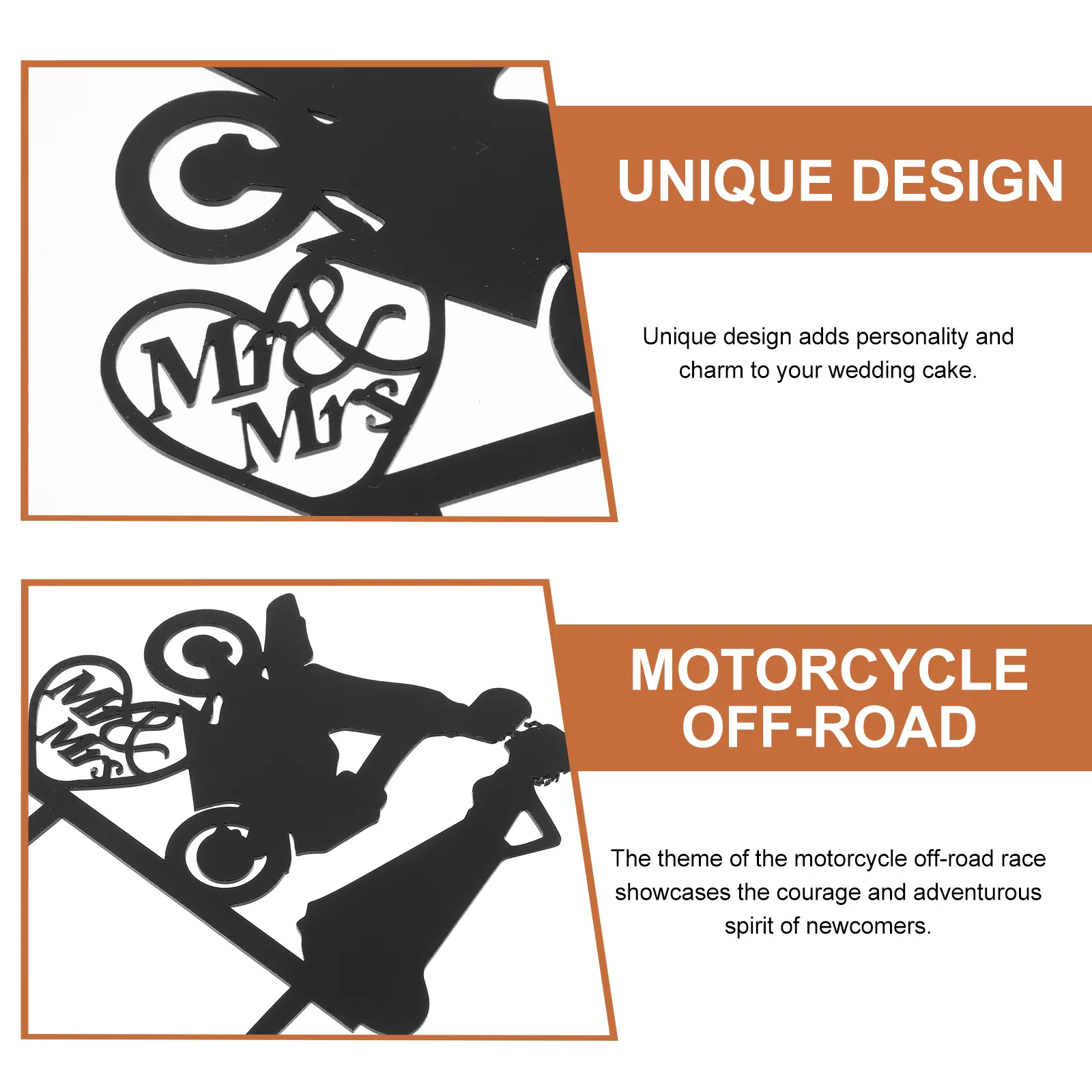 Wedding Cake Topper Western Motorcycle Cupcake Toppers Acrylic Insert Card Funny for Bride and Groom