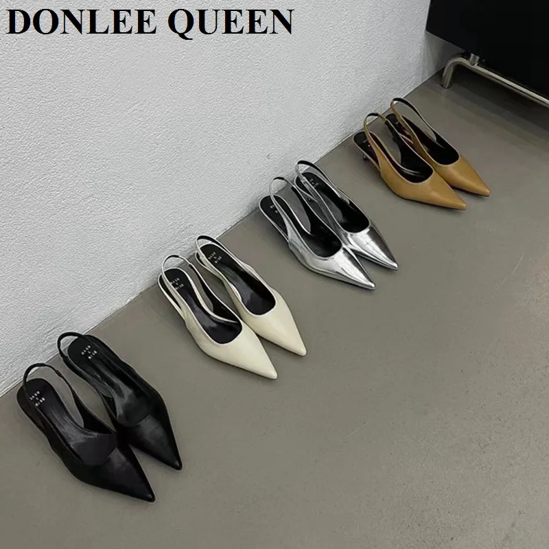 2023 New Brand Pointed Toe Shallow Mule Fashion Narrow Sandals Slingback Pumps Women Shoes High Heel Female Sandal Elegant Mujer