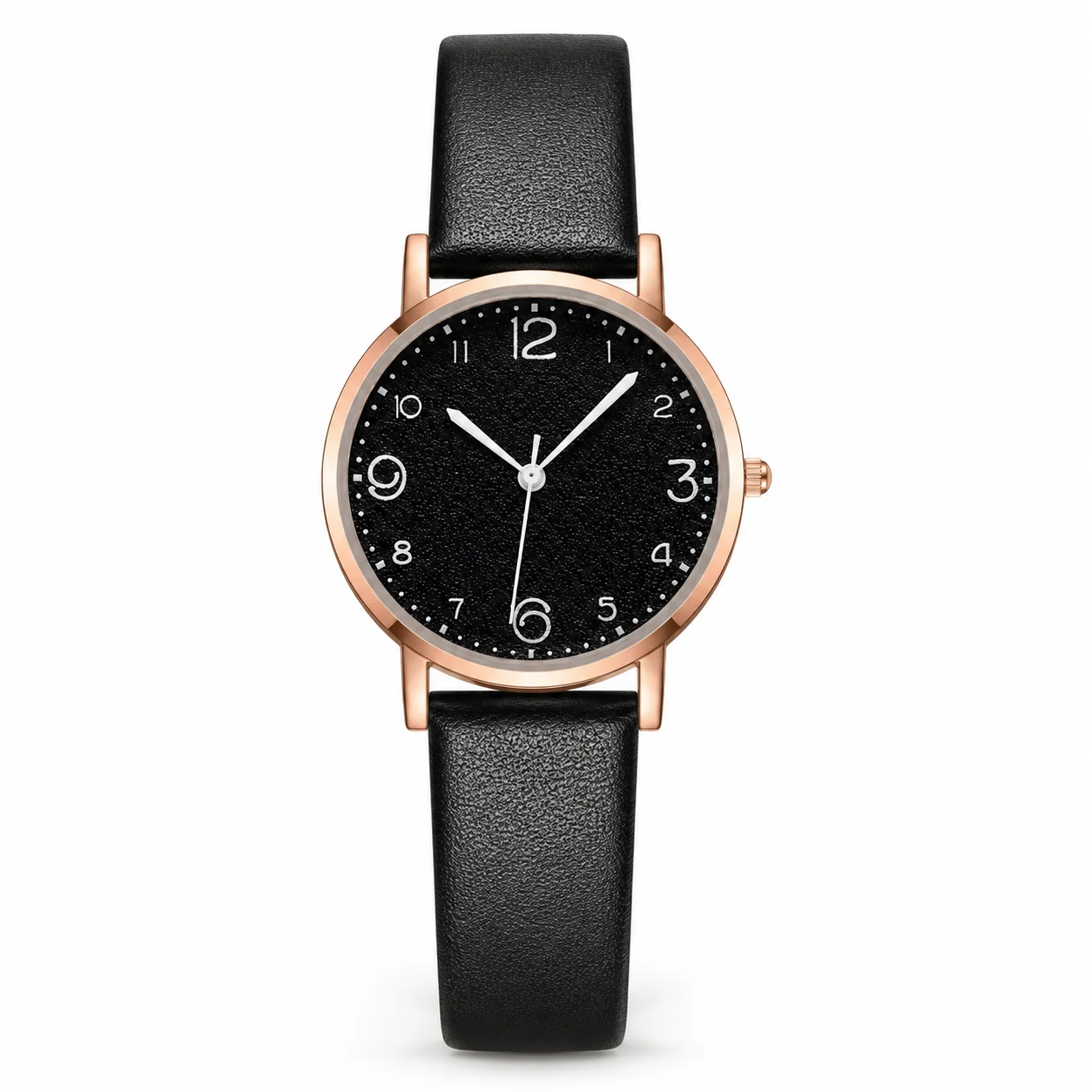 Ladies Quartz Wristwatch Leather Band Classic Design Arabic Number Dial for Gift Giving