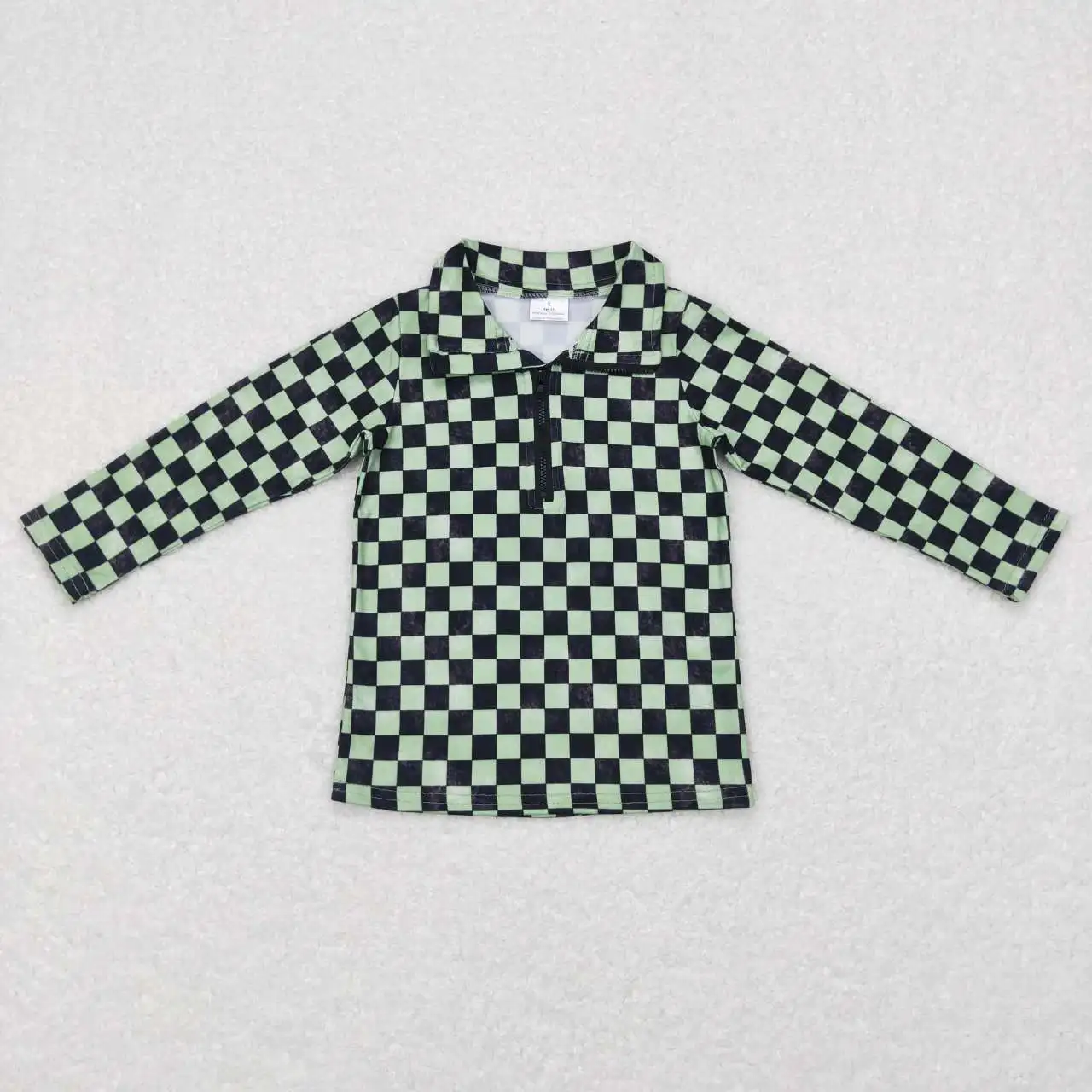 

New Arrival Wholesale Boys And Girls Winter Long-Sleeved Tops With Zipper Element Plaid