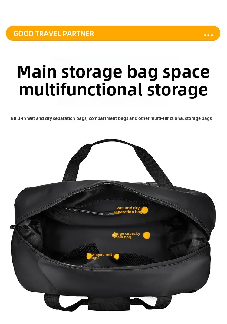 2025 New Men's Travel Bag PU Solid Color Large Capacity Luggage Bag Street Trend Outflow Poor Bag Wear Resistant