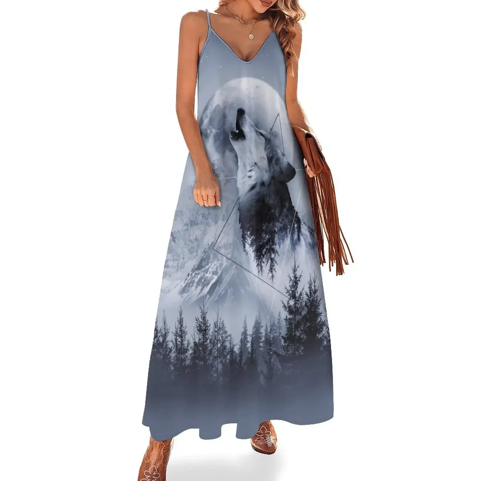 

Howl with the Wolf Sleeveless Dress chic and elegant evening dress luxury woman party dress