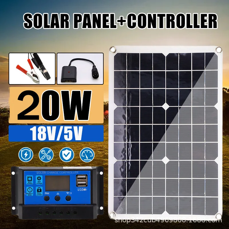 

New Single Crystal 20W 18V Semi-Flexible Outdoor Solar Panel Power Panel Convenient Power Panel Manufacturer Controller Set