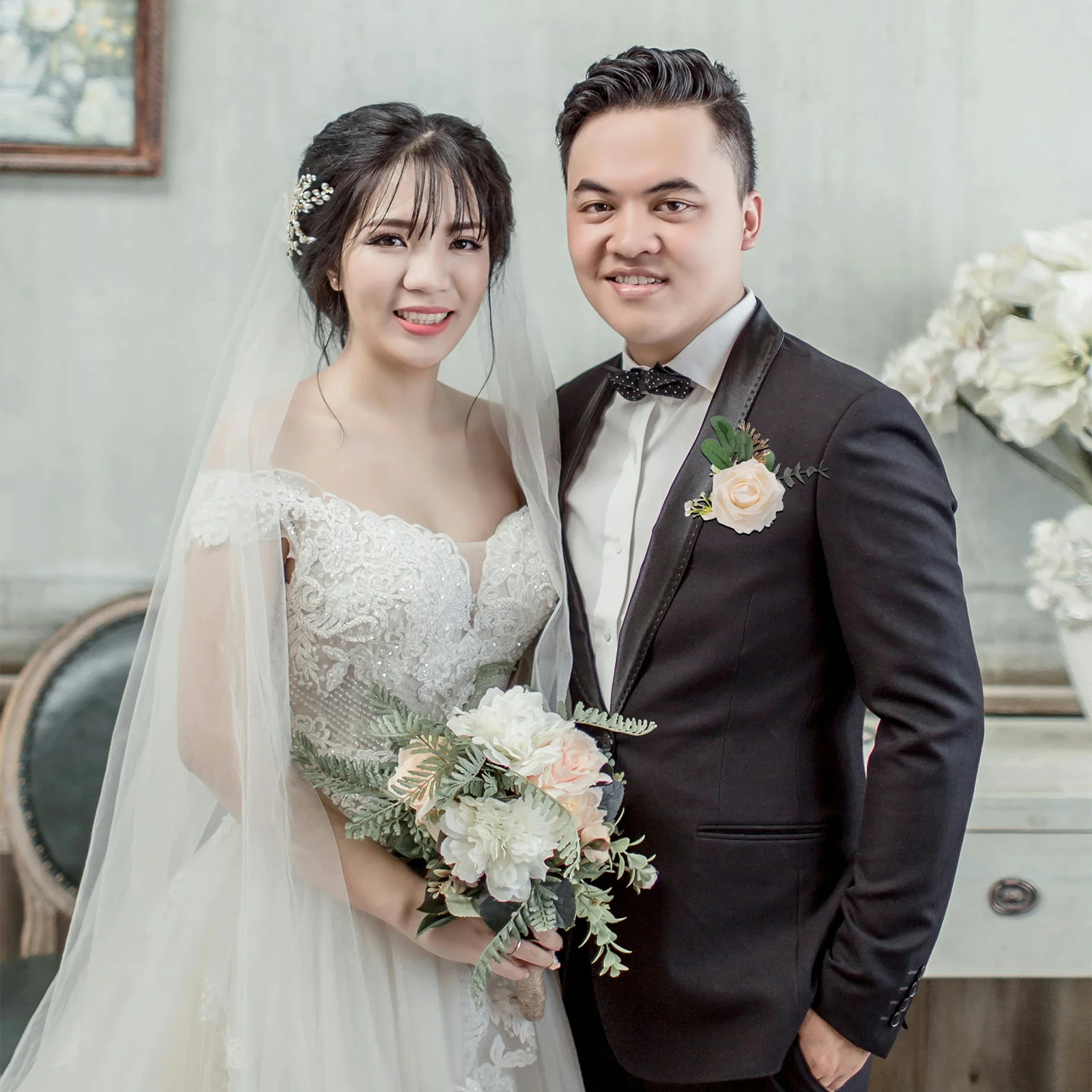 Bolso boutonniere artificial rosa flor corsage clássico fresco festa de casamento decoração noiva terno acessório