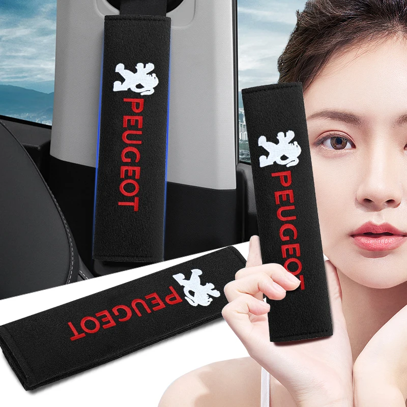 

2pc Car Shoulder Strap Pad Cover Car Belt Protector Seatbelt Cover Fit For Peugeot 206 208 308 406 508 2008 3008 Boxer Traveller