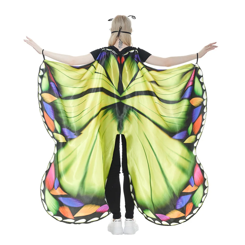 Cape papillon pour femme, costume de cosplay, tenues de manteau Everak, accessoires de costume de carnaval d'Halloween, anime, couleur de paupières, imbibé