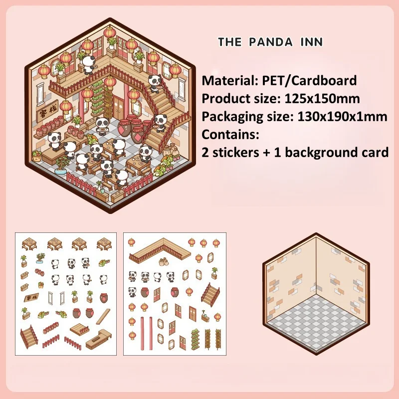 DIY Pocket House Cartoon landscape Scene Stacking Decorative Sticker 3D Miniature Landscape Sticker Children Student Gift