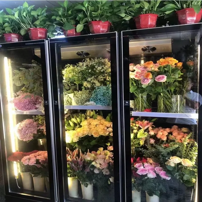 Réfrigérateur Vitrine Commercial Multi-Portes à Portes Vitrées pour Fleurs, Personnalisable