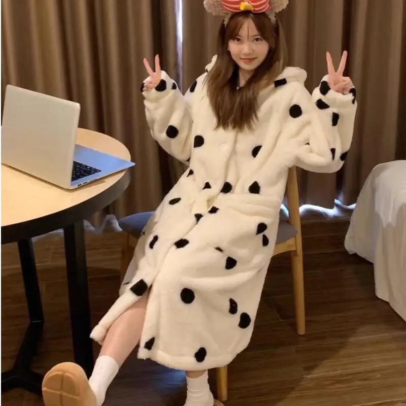 

Princess Coral Velvet Hoodie Pajamas Dress Girls Sleepwear Bathrobe Soft Fashion Leisure Wear Autumn Winter Home Clothes New