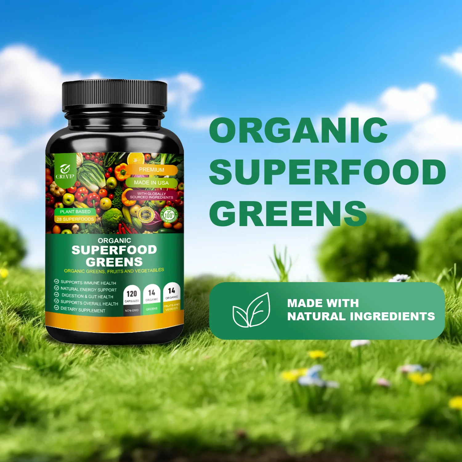 Organic Super Greens - Boost Energy, Immunity & Gut Health