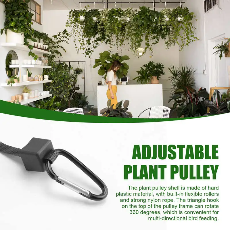 6 Pack Plant Pulley Retractable Hanger Plant Pulley Adjustable Height Wheel for Hanging Plants Indoor Black-AT35