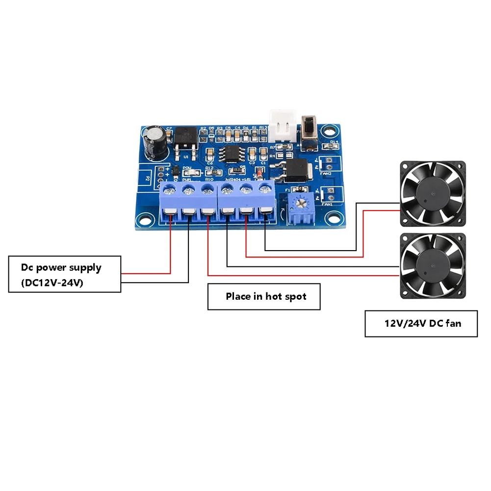 DC 12V 24V 4A Fan Temperature Control Module 2/3/4 Cable Chassis Fan Speed Regulation with Sensor PWM Thermostat for PC Fan