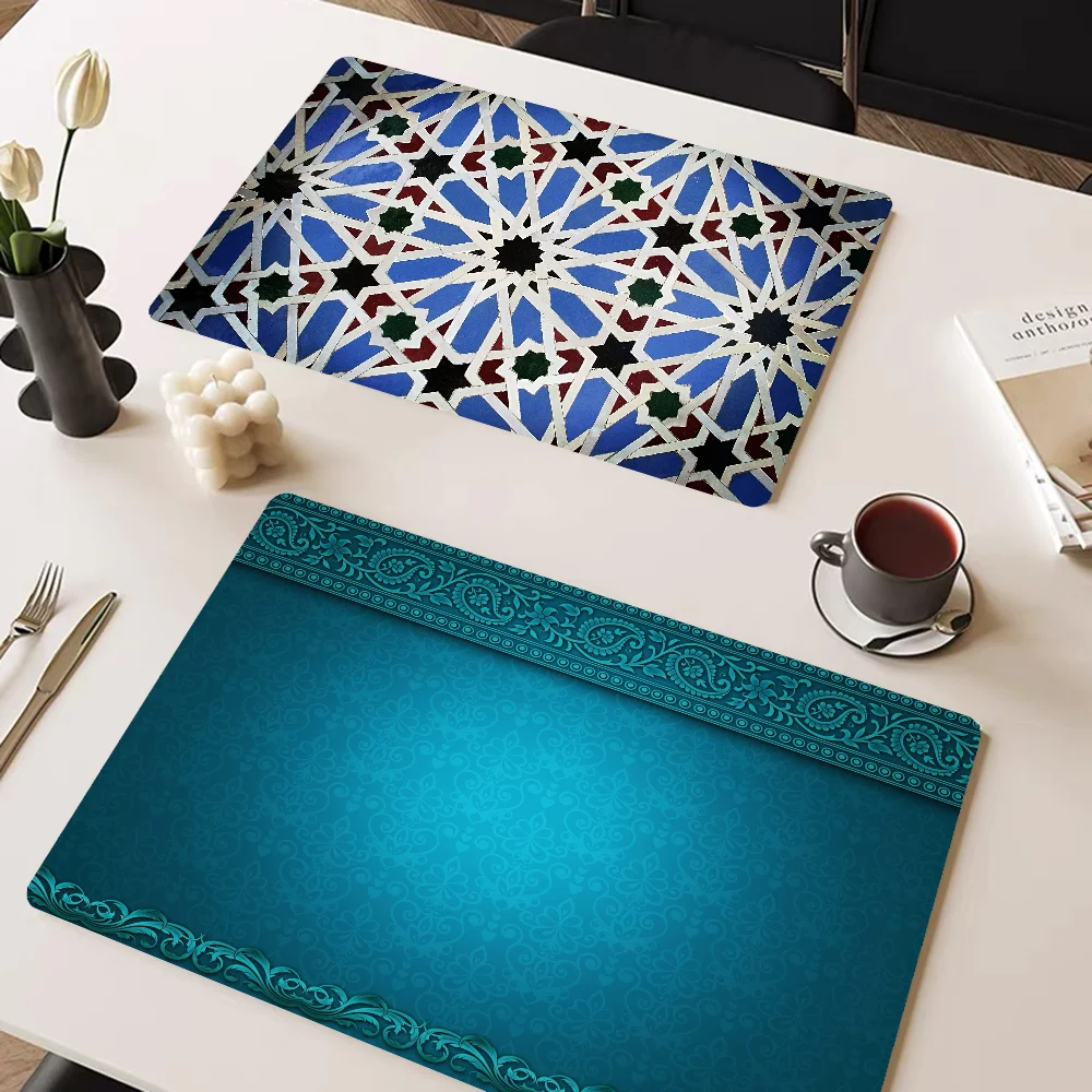 Islamic Patterns Kitchen Drainage Mat Retro Style Dish Drying Pads Absorbent Placemats Drainer Tableware Mats Accessories