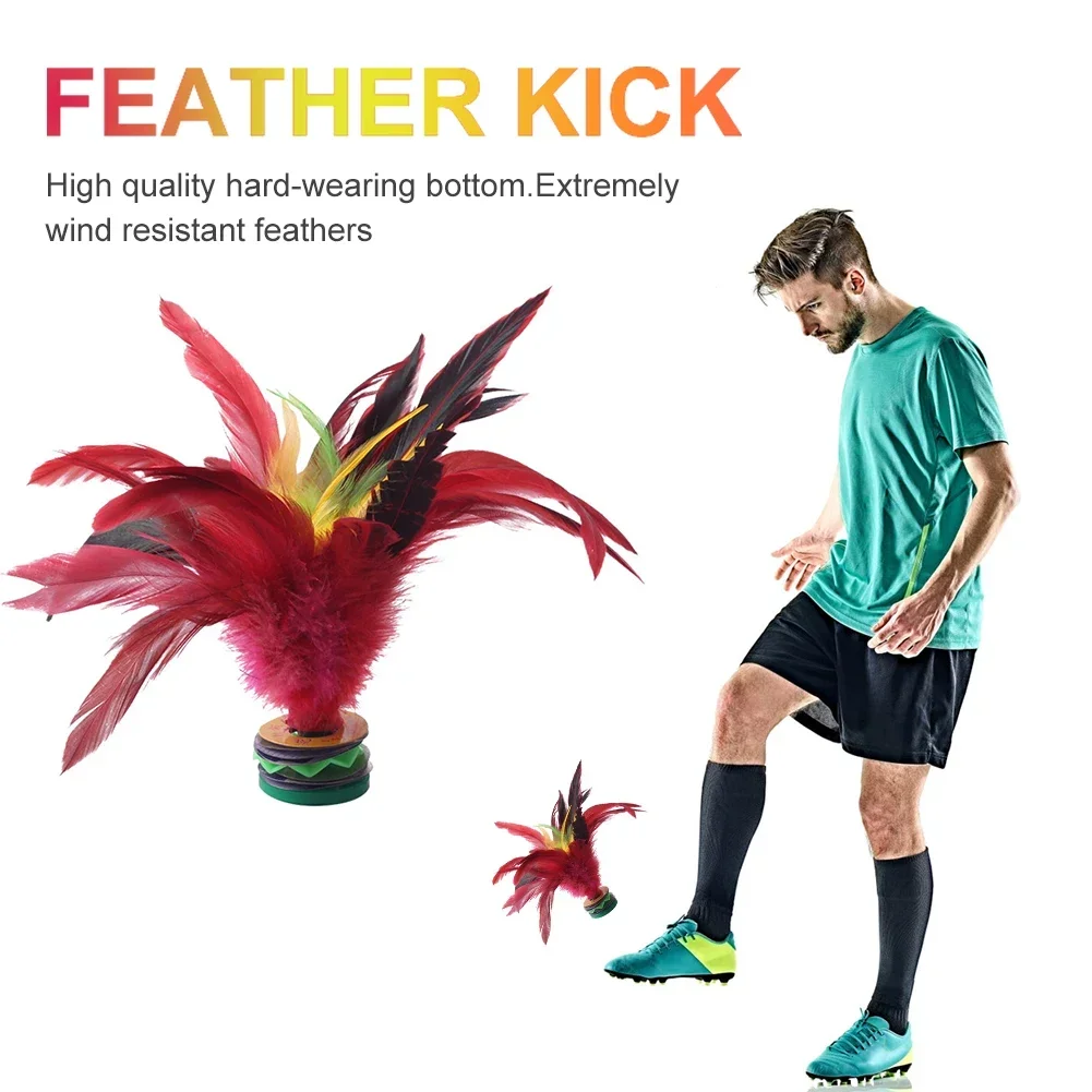 1 Stück Feder-Jianzi, bunte Federn, Federball, tragbar, für den Fußkick, Handrad, Feder-Federball, Fitness, Unterhaltung – Detail 1