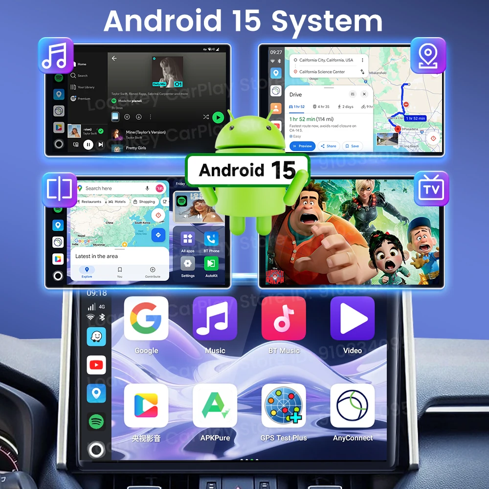 256G Carlinkit Ultra2 Android 15 CarPlay Ai Box محول فيديو تلقائي يعمل بنظام أندرويد يدعم Youtube Netflix TF بطاقة SIM WiFi 6