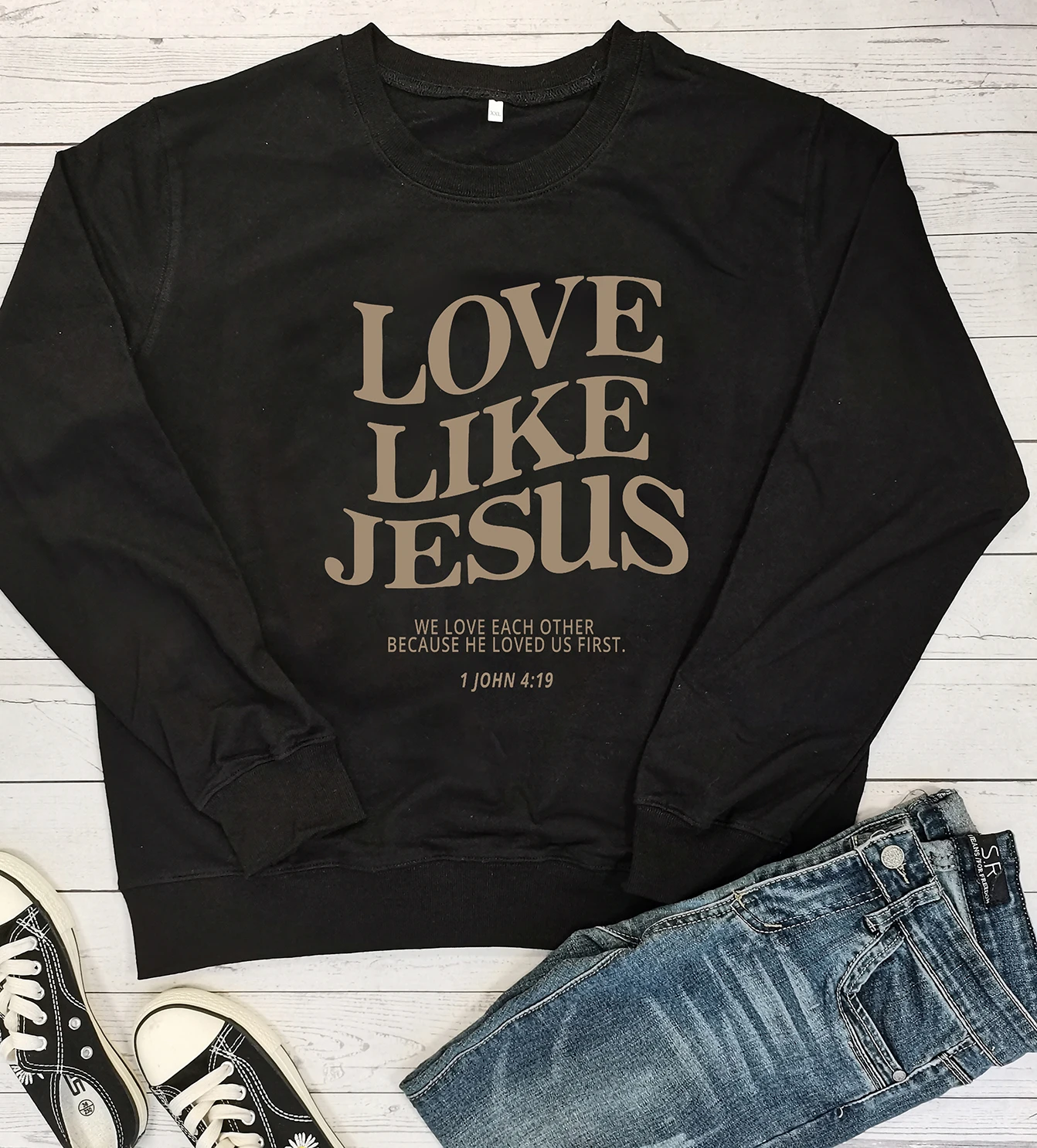 Moletom de amor feminino como Jesus, suores cristãos casuais, pulôveres fath, top vintage, 100% algodão, moda, amamo-nos uns aos outros