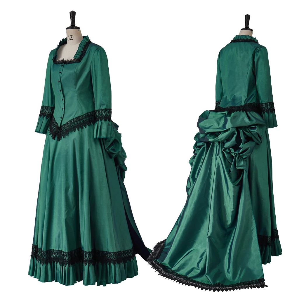 french royal 18th century period dress Duchess Dress costume historical ball gown Victorian green bustlegown vampire dress