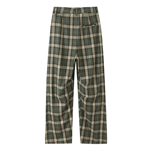 Imagen 2 del producto ZEVITY 2026 Nuevos Pantalones Anchos de Mujer con Estampado de Cuadros a Contraste Vintage, Pantalones Largos Casuales Retro Ajustados para Mujer P9518