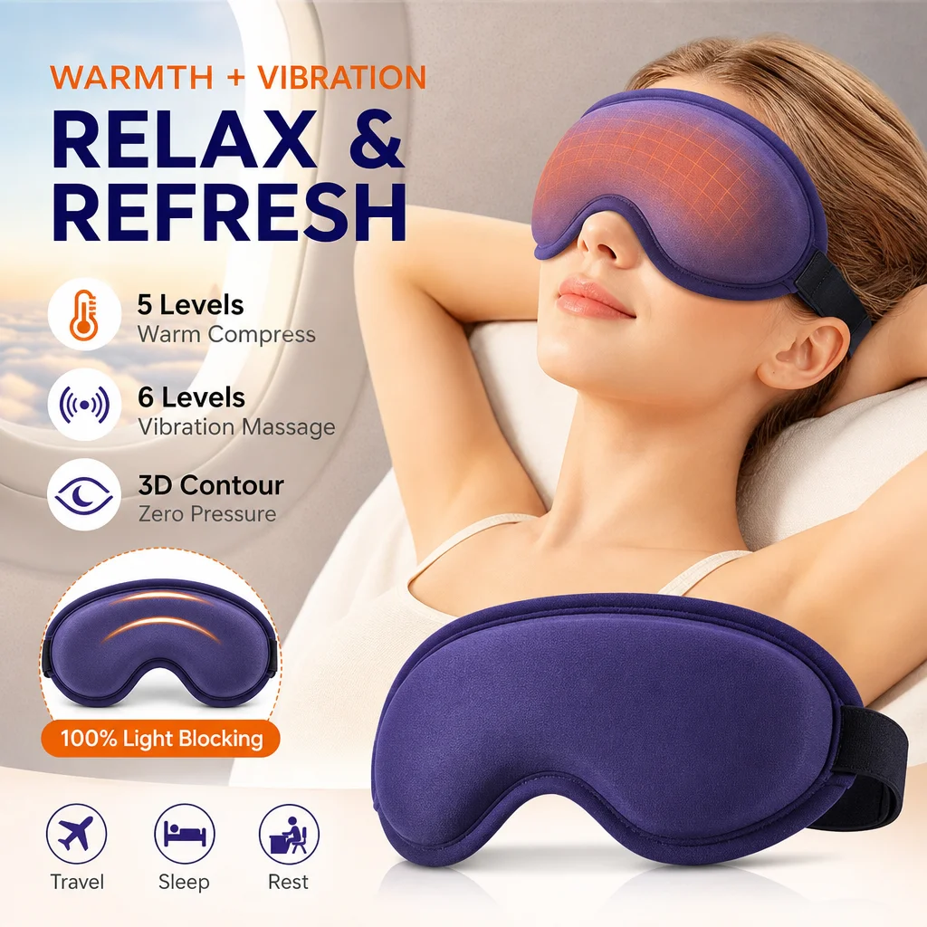 Eye Mask Heated - Elektrisch stoomoogmasker 3D-massage Constante temperatuur Heet
